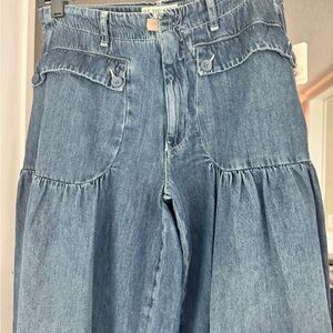We The Free Blue Flare Wide Leg Jeans